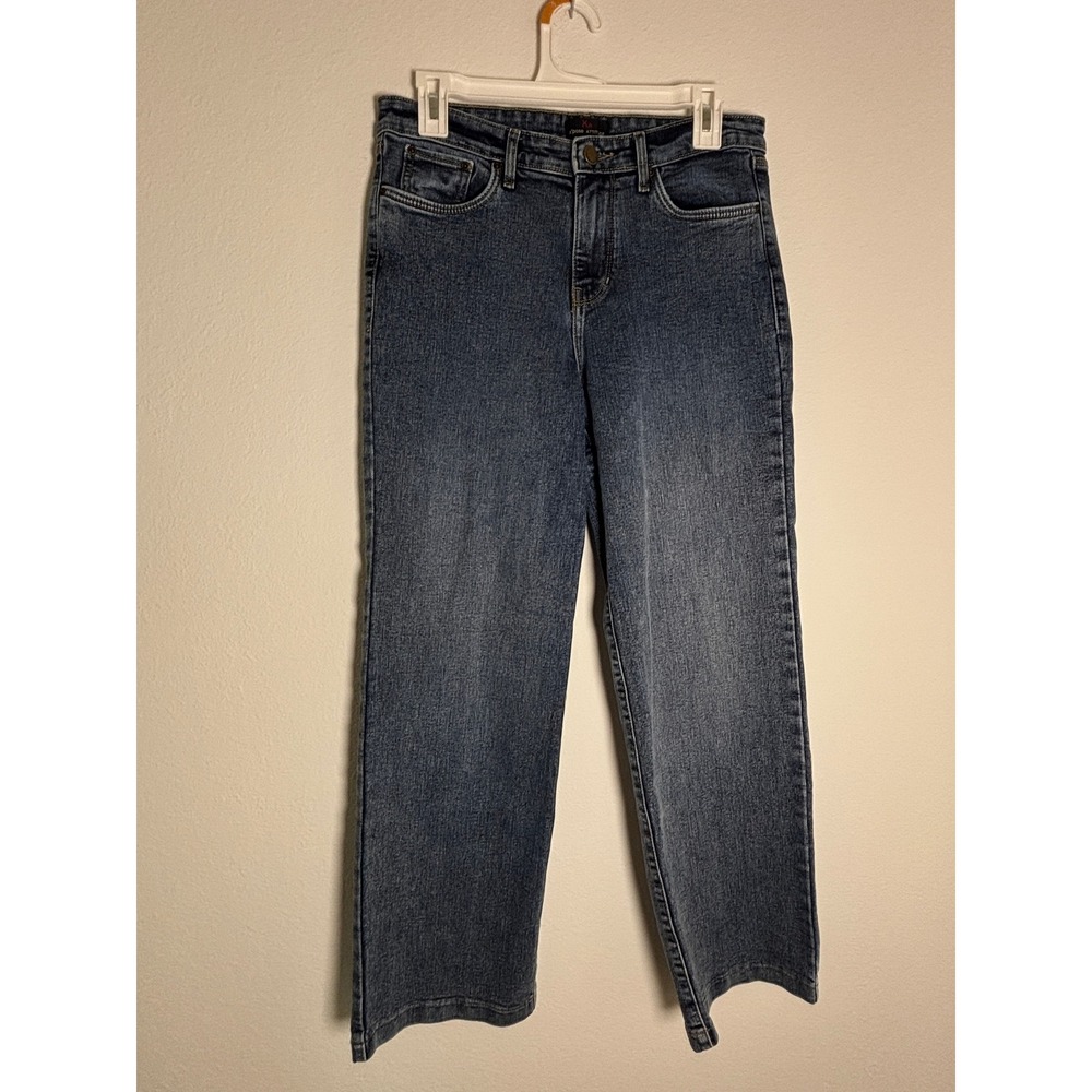 Xpose Attitude Womens Straight Leg Jeans Medium Wash Blue Denim Rhinestone 30x27